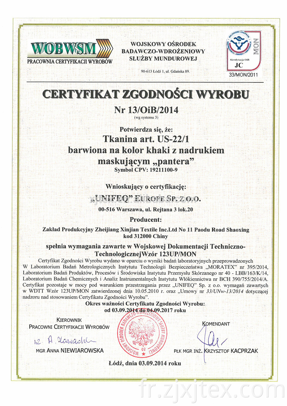 Certification From Poland Army